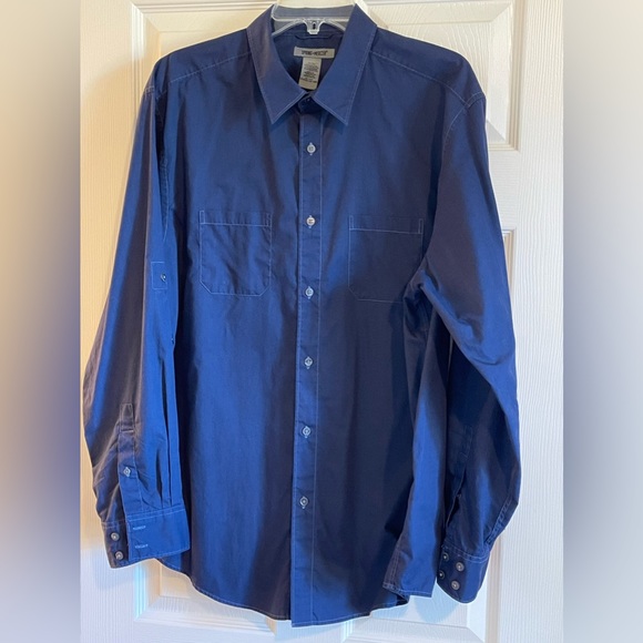 Spring+Mercer Men’s long sleeve shirt w/double chest pockets. Navy blue, size XL - Picture 1 of 7